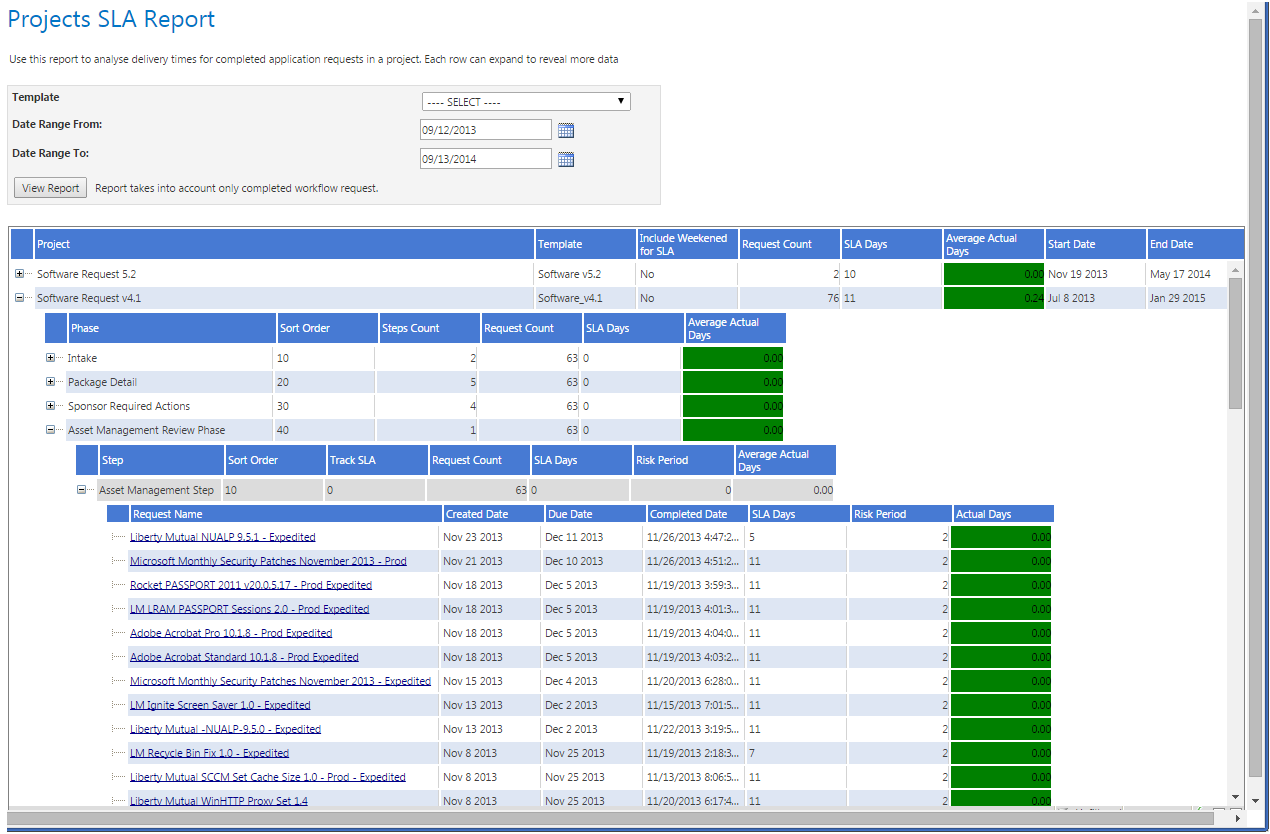 Project SLA Report